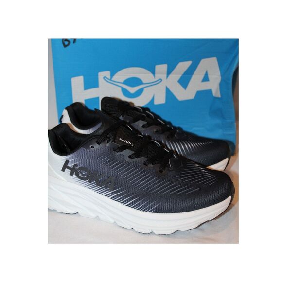 Hoka One One Other - NIB Hoka Rincon 3 Men's Running Sneaker Sz 7.5 WIDE‎ BWHT BLACK WHITE